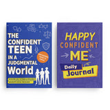 Happy Confident Me Daily Journal for Kids + the Confident Teen in a Judgmental World: 2-Book Set main cover and printed book set view, image 1, bundle ISBN 9798900666457
