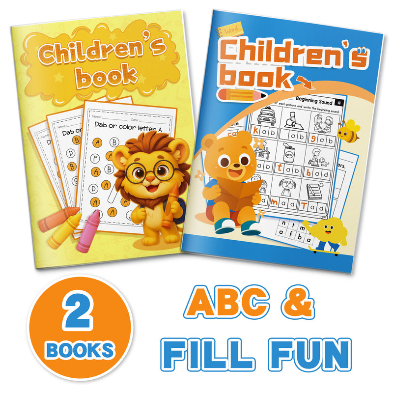 Trace and Match Early Reading Workbook + Alphabet Dab and Color Workbook: 2-Book Set main cover and printed book set view, image 1, bundle ISBN 9798900669830