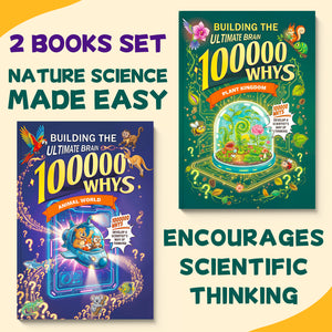 100000 Whys: Animal World and Plant Kingdom 2-Book Science Set main cover and printed book set view, image 1, bundle ISBN 9798904660642