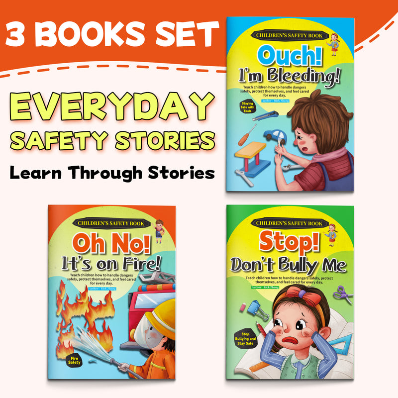 Children's Safety Picture Book Set + Children's Safety Picture Book Set + Children's Safety Picture Book Set: 3-Book Set main cover and printed book set view, image 1, bundle ISBN 9798900669533