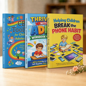 ADHD Teen CBT: 3-Book Set main cover and printed book set view, image 1, bundle ISBN 9798904661991
