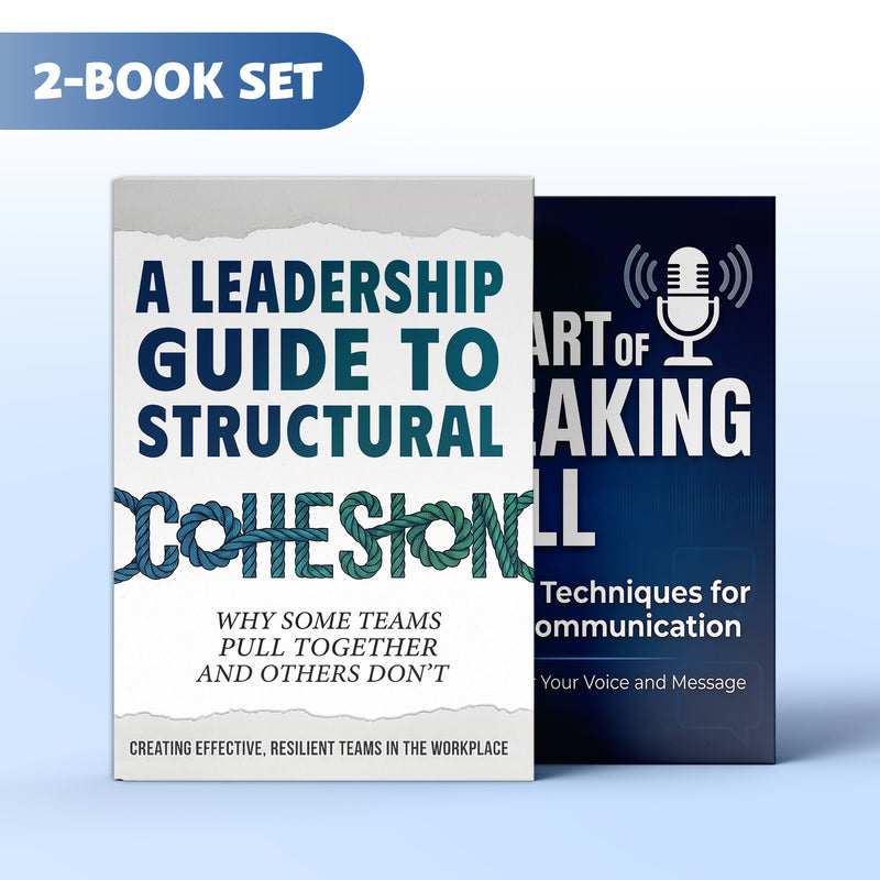 The Art of Speaking Well Communication Gui + Structural Cohesion Leadership Guide: 2-Book Set main cover and printed book set view, image 1, bundle ISBN 9798900668758