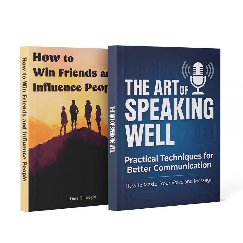 The Art of Speaking Well Communication Gui + How to Win Friends and Influence People 3-: 2-Book Set main cover and printed book set view, image 1, bundle ISBN 9798904661038