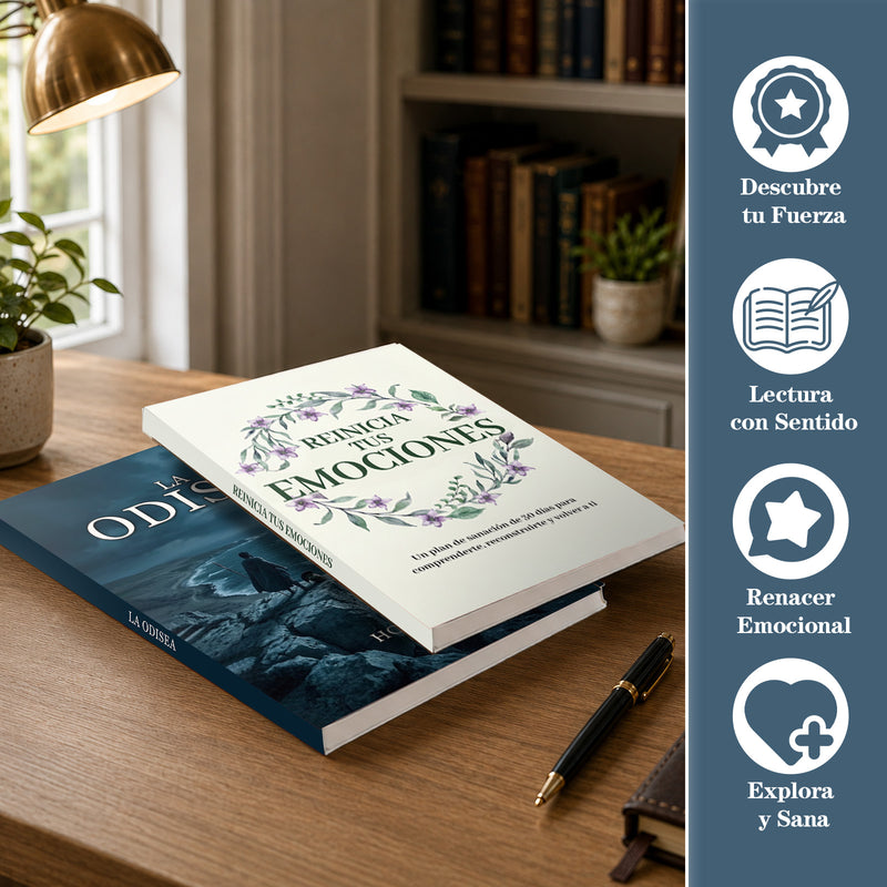 Reinicia Tus Emociones Spanish Emotional H + La Odisea Spanish Edition By Homero: 2-Book Set main cover and printed book set view, image 1, bundle ISBN 9798904661632