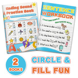 Color the Ending Sound Workbook + Sentence Workbook for Early Writing Practi: 2-Book Set main cover and printed book set view, image 1, bundle ISBN 9798900669809