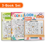 Look and Find: Colors and Shapes + Look and Find: Objects and Everyday Themes + Look and Find: Alphabet Letter Search: 3-Book Set main cover and printed book set view, image 1, bundle ISBN 9798904660246