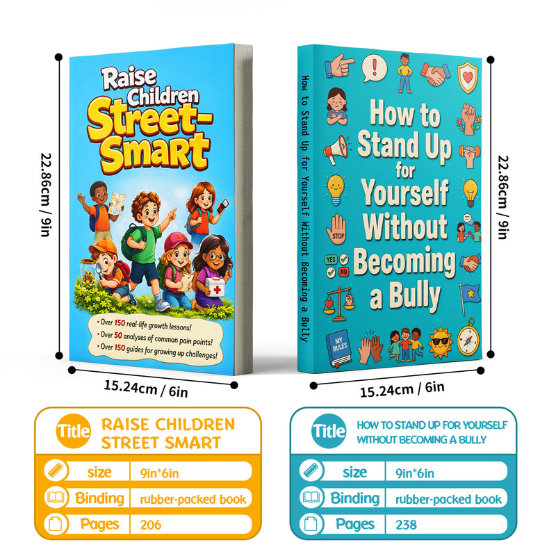 How to Stand Up for Yourself Without Becom + Raise Children Street-smart: 2-Book Set main cover and printed book set view, image 1, bundle ISBN 9798900668727