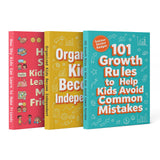 How Shy Kids Can Learn to Make Friends + Organized Kids Become Independent + 101 Growth Rules for Kids: 3-Book Set main cover and printed book set view, image 1, bundle ISBN 9798900666556