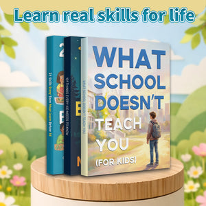 101 Things Every Kid Needs to Know Growing + What School Doesn't Teach You for Kids Lif + 21 Skills Every Teen Must Learn Before 18: 3-Book main cover and printed book set view, image 1, bundle ISBN 9798900667874