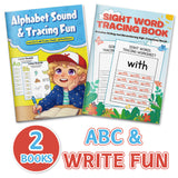 Sight Word Tracing Book: High-frequency Wo + Alphabet Sound and Tracing Fun Workbook: 2-Book Set main cover and printed book set view, image 1, bundle ISBN 9798900669786