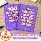 The Life Skills Checklist for Kids + 100 Core Skills Before Age 10: 2-Book Set main cover and printed book set view, image 1, bundle ISBN 9798900668123