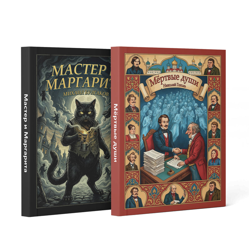 Dead Souls Russian Edition By Nikolai Gogo + Master and Margarita Russian Edition By Mi: 2-Book Set main cover and printed book set view, image 1, bundle ISBN 9798904660239