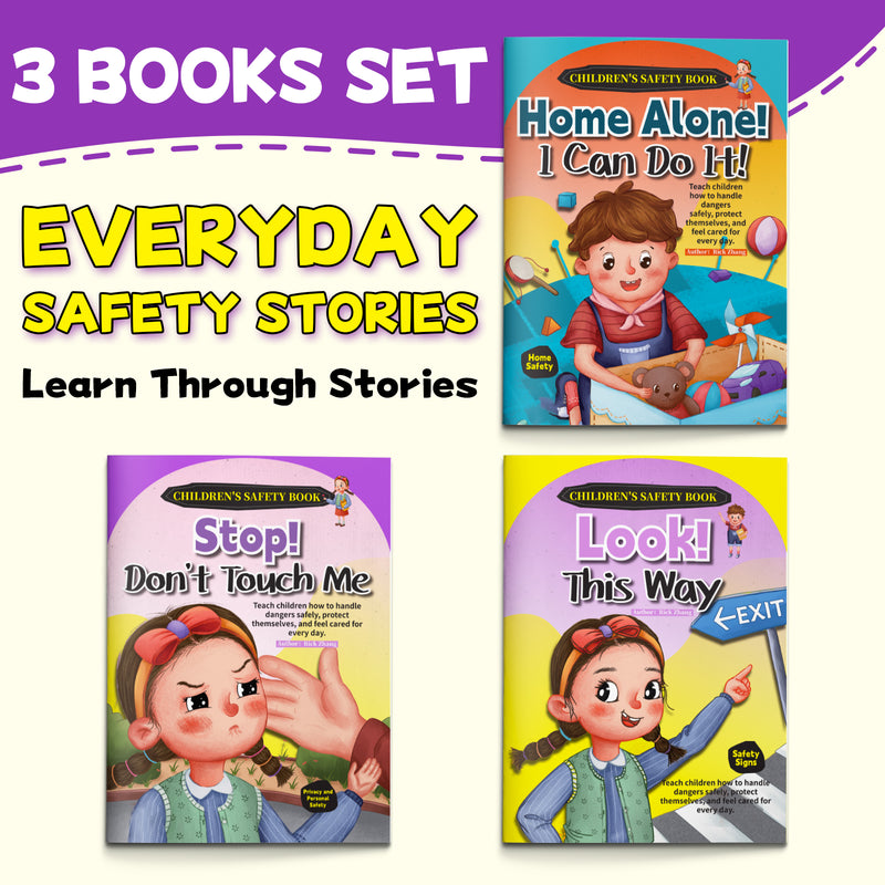 Children's Safety Picture Book Set + Children's Safety Picture Book Set + Children's Safety Picture Book Set: 3-Book Set main cover and printed book set view, image 1, bundle ISBN 9798900669632