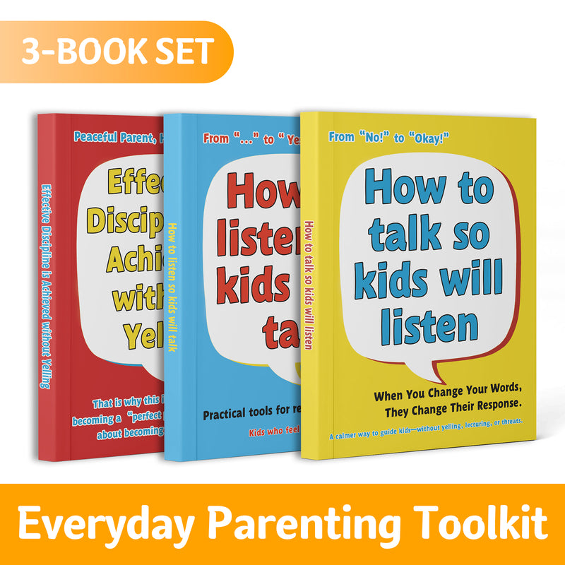 How to Talk So Kids Will Listen Parenting + How to Listen So Kids Will Talk Parenting + Effective Discipline Without Yelling Paren: 3-Book S main cover and printed book set view, image 1, bundle ISBN 9798900665696