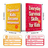 Organized Kids Become Independent + Everyday Survival Skills for Kids: 2-Book Set main cover and printed book set view, image 1, bundle ISBN 9798900668772
