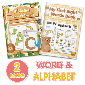 Alphabet Tracing Workbook: Large Letter Pr + My First Sight Words Book: 2-Book Set main cover and printed book set view, image 1, bundle ISBN 9798900669731
