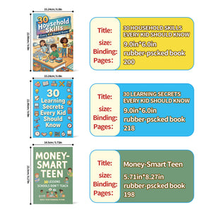 30 Learning Secrets Every Kid Should Know + 30 Household Skills Every Kid Should Know + Money-smart Teen Financial Lessons Book: 3-Book Set bundle detail image, image 2, bundle ISBN 9798900666570