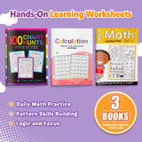 Daily Math Practice Workbook: Counting and + Hundreds Chart Hunt Activity Book for Kids + Daily Addition and Subtraction Within 100: 3-Book bundle detail image, image 1, bundle ISBN 9798900666648