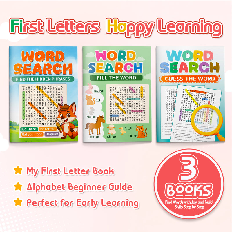 Word Search Find the Hidden Phrases Puzzle + Word Search Fill the Word Puzzle Game Book + Word Search Guess the Word Educational Puz: 3-Book bundle detail image, image 1, bundle ISBN 9798900667706
