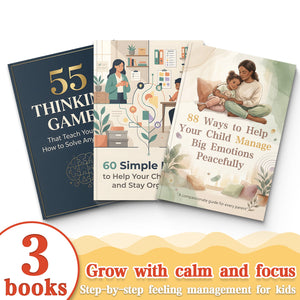60 Simple Hacks to Help Your Child Focus a + 55 Thinking Games to Teach Your Child Prob + 88 Ways to Help Your Child Manage Big Emot: 3-Book bundle detail image, image 2, bundle ISBN 9798900668697
