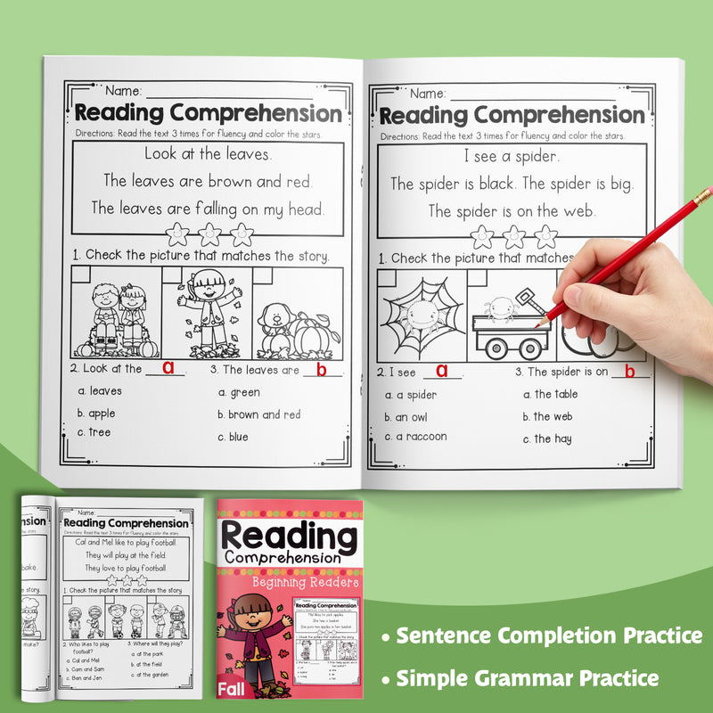Sight Word Poetry Pages Workbook for Kids + Four Seasons Reading Comprehension Workboo: 2-Book Set bundle detail image, image 1, bundle ISBN 9798900669649