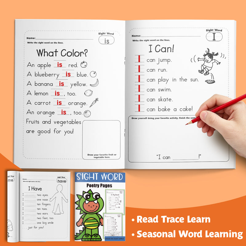 Sight Word Poetry Pages Workbook for Kids + Days of the Week Handwriting Workbook For: 2-Book Set bundle detail image, image 1, bundle ISBN 9798900669557