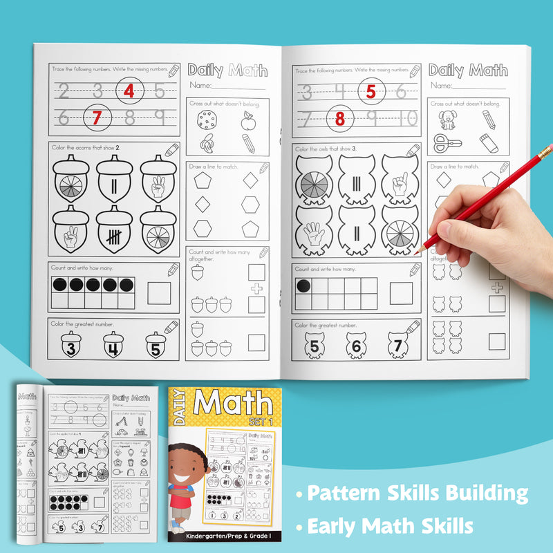 Fractions Practice Workbook for Kids + Daily Math Practice Workbook: Number Words: 2-Book Set bundle detail image, image 1, bundle ISBN 9798900669816