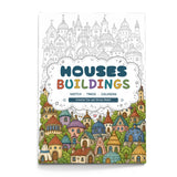 Houses and Buildings Line Art Coloring Book physical printed book product image 4, ISBN 9798904669331