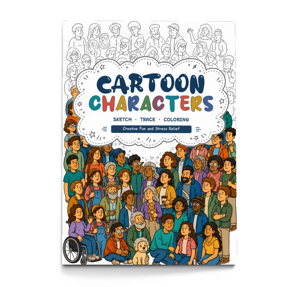 Cartoon Characters Line Art Coloring Book physical printed book product image 4, ISBN 9798904669324