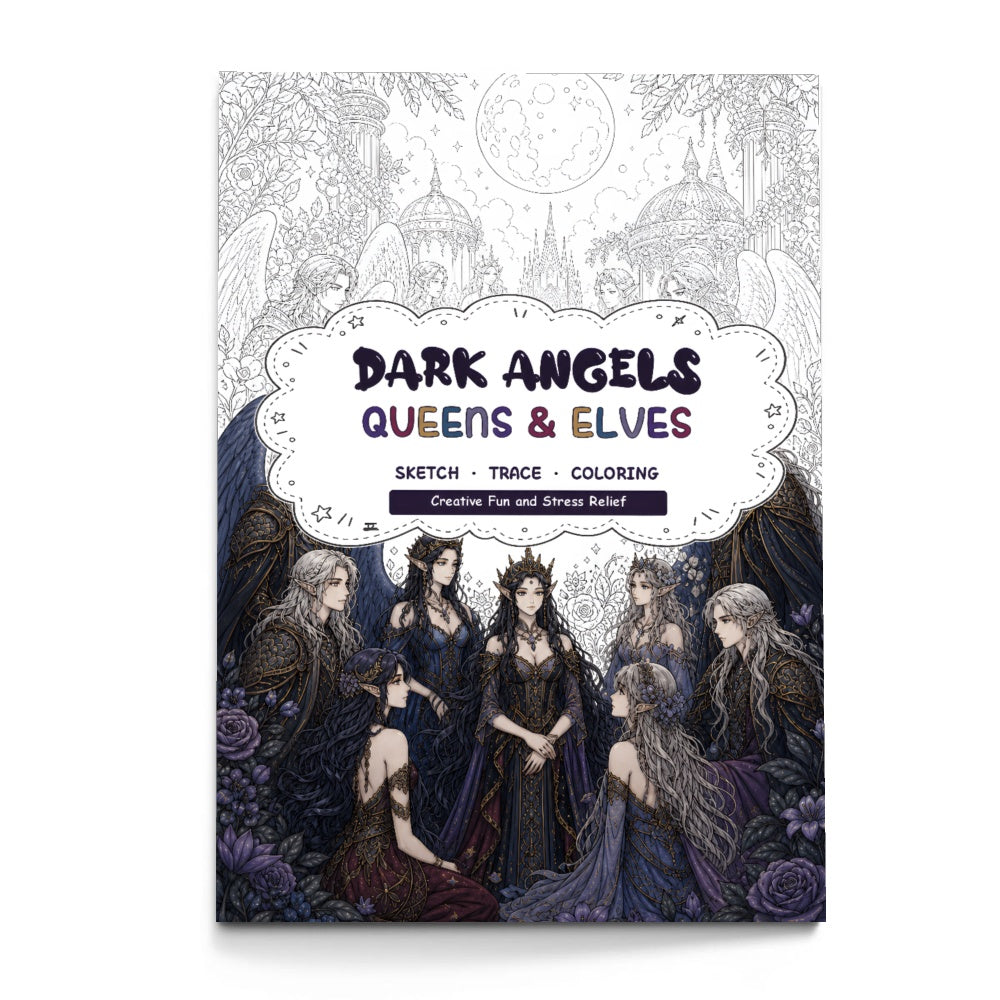 Dark Angel, Queen and Elf Line Art Coloring Book physical printed book product image 4, ISBN 9798904669263
