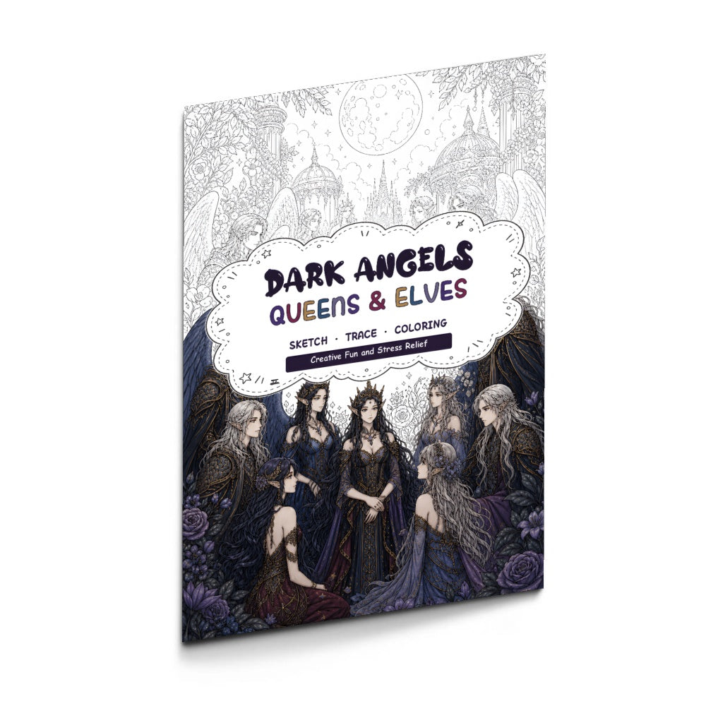 Dark Angel, Queen and Elf Line Art Coloring Book physical printed book product image 5, ISBN 9798904669263