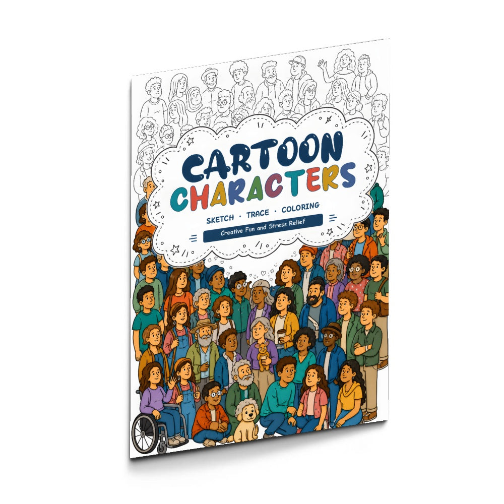 Cartoon Characters Line Art Coloring Book physical printed book product image 5, ISBN 9798904669324