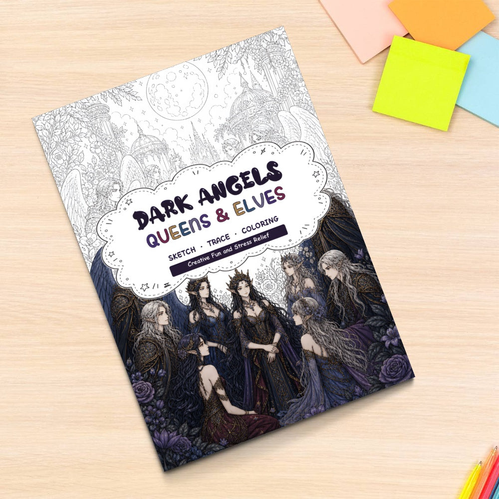 Dark Angel, Queen and Elf Line Art Coloring Book physical printed book product image 6, ISBN 9798904669263