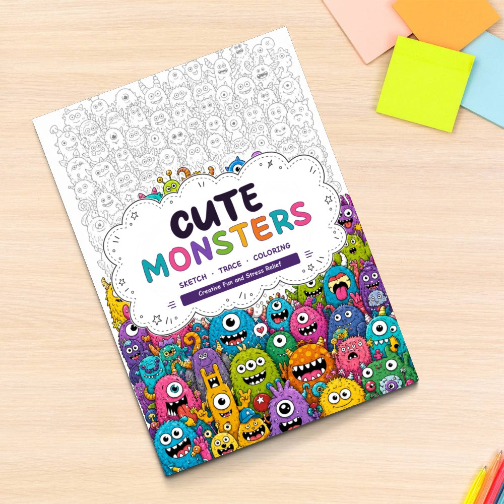 Cute Little Monsters Line Art Coloring Book physical printed book product image 6, ISBN 9798904669317
