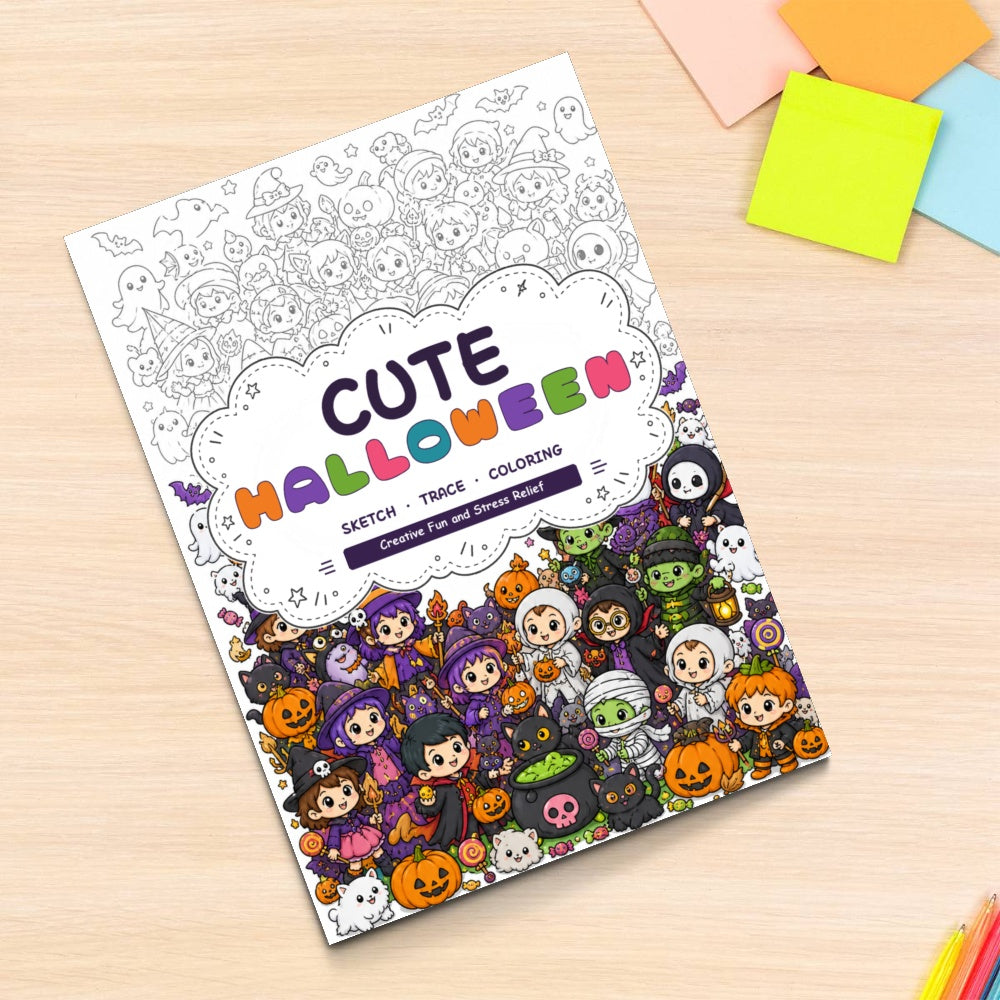 Chibi Halloween Line Art Coloring Book physical printed book product image 6, ISBN 9798904669393