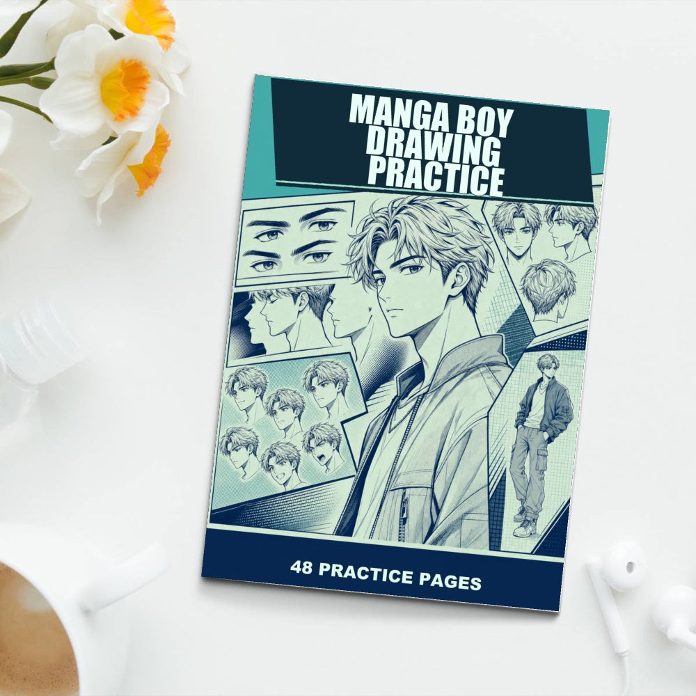 Handsome Boy Character Features and Figure Drawing Practice Workbook physical printed book product image 5, ISBN 9798904668112