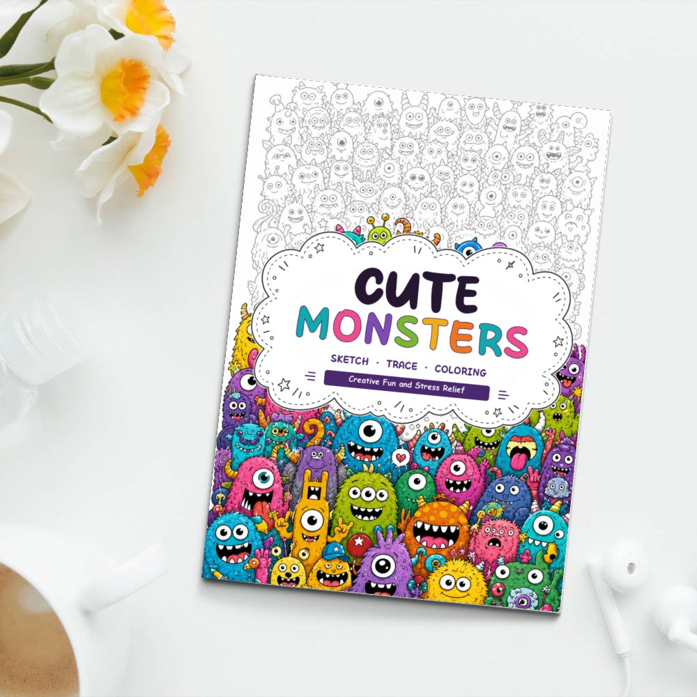 Cute Little Monsters Line Art Coloring Book physical printed book product image 7, ISBN 9798904669317