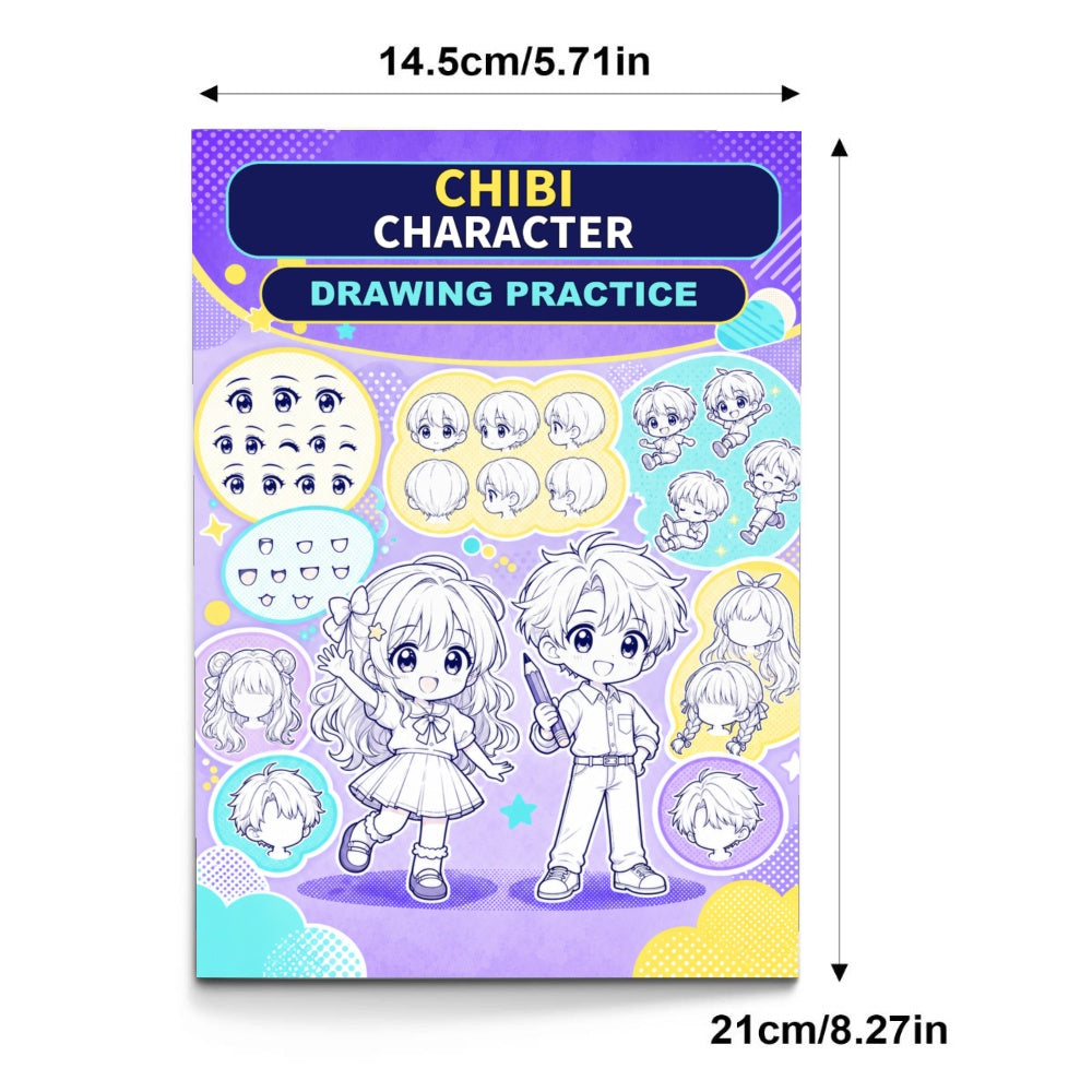 Chibi Character Sketching and Drawing Practice Workbook physical printed book product image 1, ISBN 9798904668099
