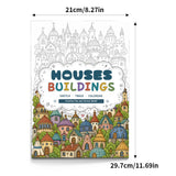 Houses and Buildings Line Art Coloring Book physical printed book product image 1, ISBN 9798904669331