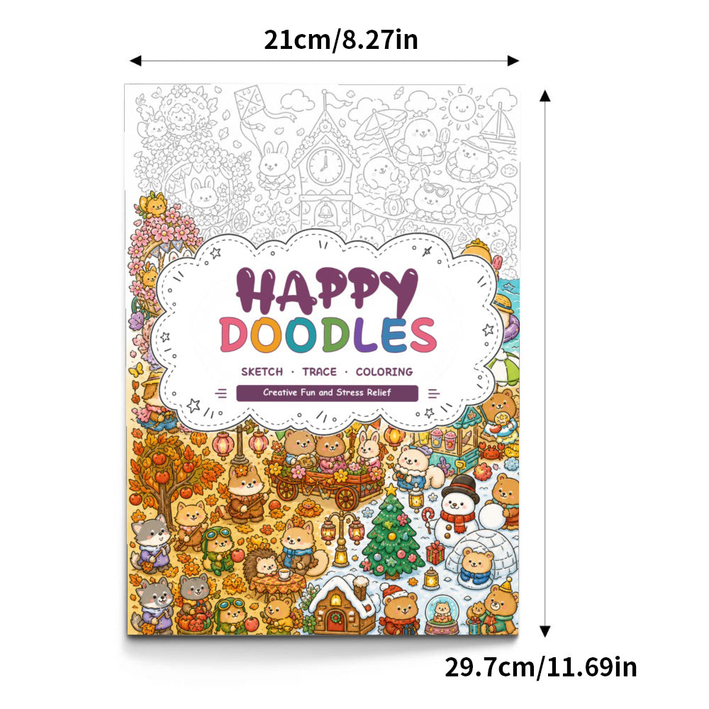 Happy Animals Line Art Coloring Book physical printed book product image 1, ISBN 9798904669409