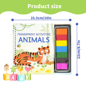 Kids finger painting activity book with ink pad and animal theme