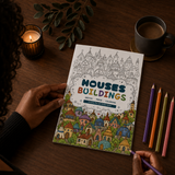 Houses and Buildings Line Art Coloring Book physical printed book product image 3, ISBN 9798904669331