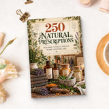 250 Natural Prescriptions - paperback beside writing materials