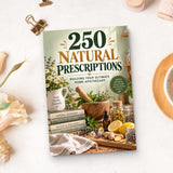 250 Natural Prescriptions - paperback beside writing materials