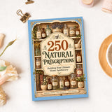 250 Natural Prescriptions - paperback beside writing materials