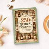 250 Natural Prescriptions - paperback beside writing materials
