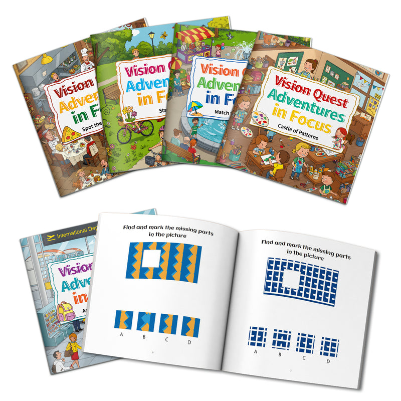 Vision Quest Adventures in Focus – 6-Book Puzzle Set: Fun and Engaging Brain Games for Kids