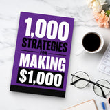 1,000 Strategies for Making $1,000 - paperback beside a cup