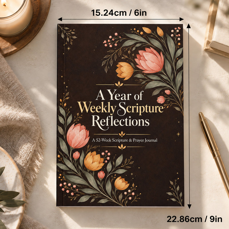 A Year of Weekly Scripture Reflections - cover and product dimensions