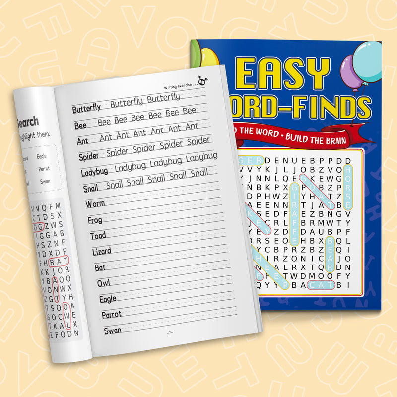 EASY WORD-FINDS: Find the Word, Build the Brain – Fun Word Search for Kids